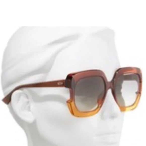 Authentic CHRISTIAN DIOR Square Gaia Sunglasses Brown Orange  display picture 2